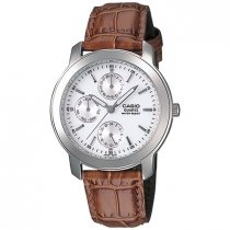 Casio Men's Core MTP1192E-7A Brown Leather Quartz Watch with White Dial Casio Men's Core MTP1192E-7A Brown Leather Quartz Watch with White Dial