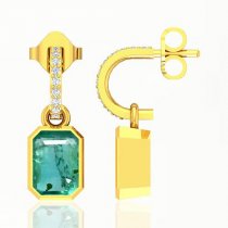 Emerald Octagon 0.67Cts Brilliant Diamond Cluster Pendant In 18K White & Yellow Gold Emerald Octagon 0.67Cts Brilliant Diamond Cluster Pendant In 18K White & Yellow Gold