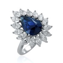 TEST Aquamarine Octagon & 0.13Ct Baguette Diamond Step Ring In 18K White Gold TEST Aquamarine Octagon & 0.13Ct Baguette Diamond Step Ring In 18K White Gold